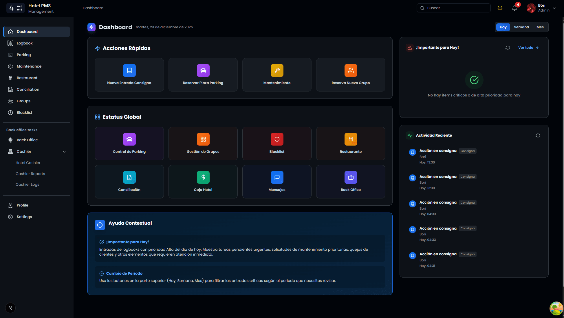 Dashboard de Home Account